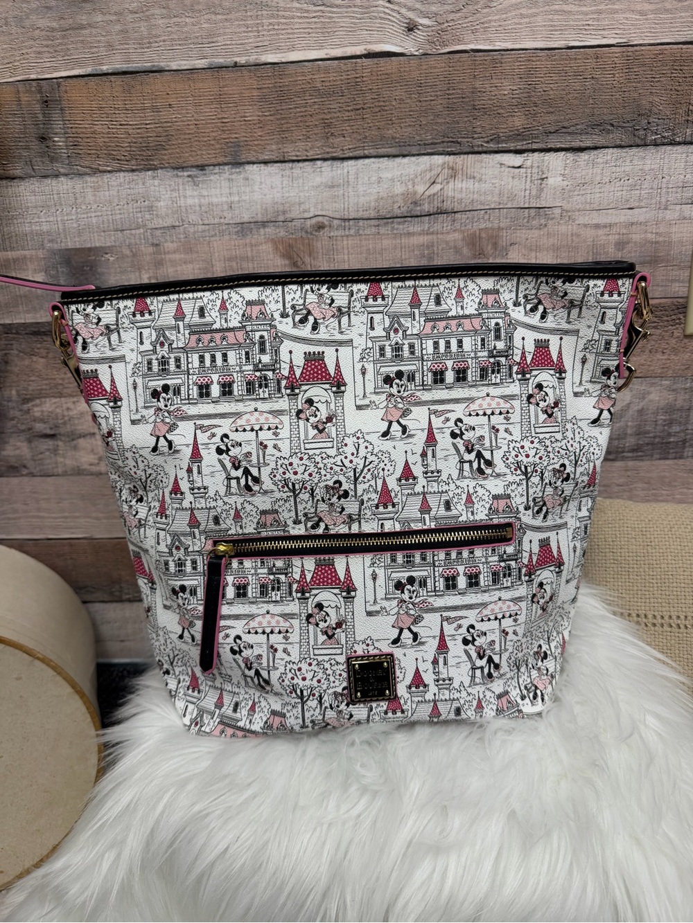 Dooney & Bourke White and Pink Disney Sketch Tote